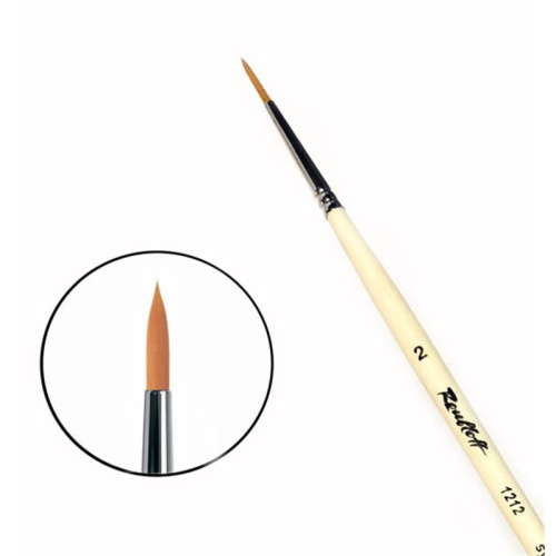 Кисть синтетика №2 круглая Roubloff "1212" длинная ручка п/лак