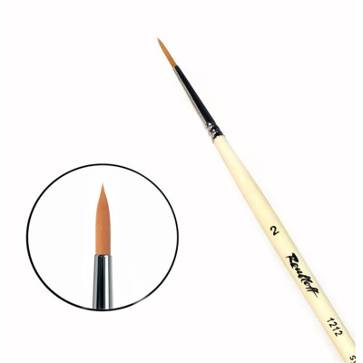 Кисть синтетика №2 круглая Roubloff "1212" длинная ручка п/лак