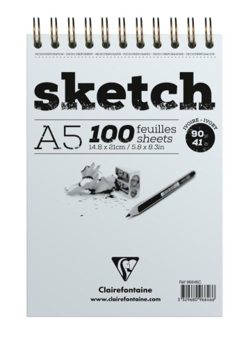 Блокнот для эскизов на спирали Clairefontaine "Sketch" А5