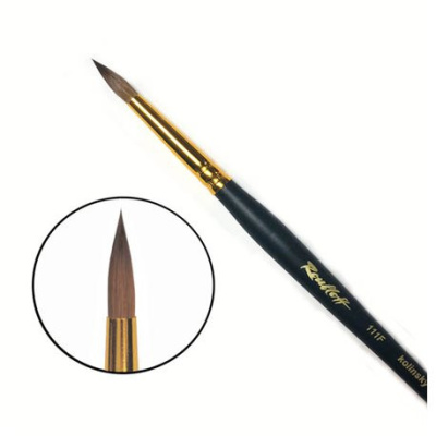 Кисть колонок №6 круглая Roubloff "111F" фигурная коротка ручка, матовая