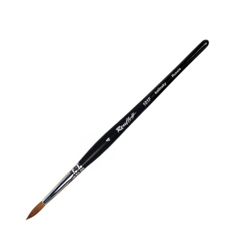 Кисть колонок №4 круглая Roubloff "101F" фигурная коротка ручка, матовая