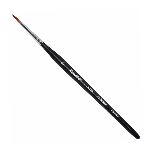 Кисть колонок №6 круглая Roubloff "101F" черная матовая фигурная ручка короткая