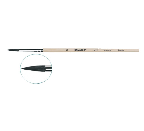 Кисть белка №9 круглая Roubloff "1412" длинная ручка п/лак