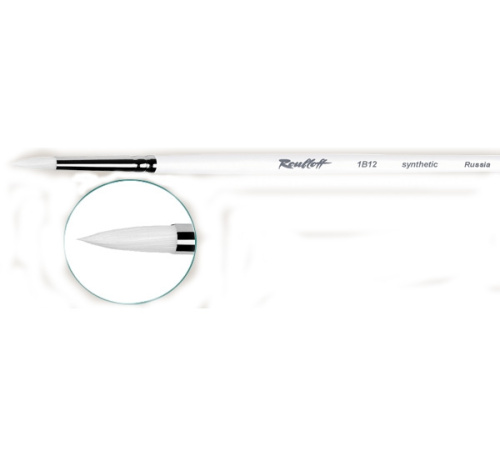 Кисть синтетика белая №10 круглая Roubloff "1B12" длинная ручка