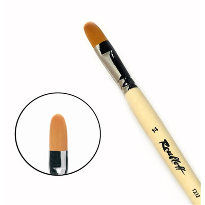 Кисть синтетика №14 овальная Roubloff "1232" длинная ручка п/лак