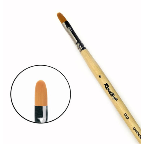 Кисть синтетика №8 овальная Roubloff "1232" длинная ручка п/лак