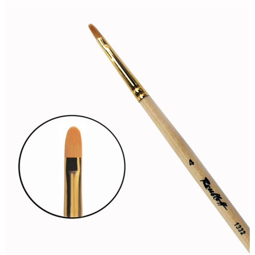 Кисть синтетика №4 овальная Roubloff "1332" длинная ручка п/лак