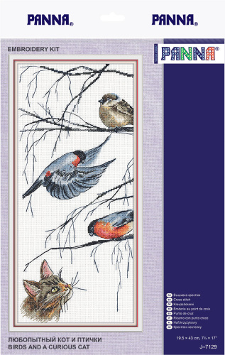 Набор для вышивания PANNA "Любопытный кот и птички"