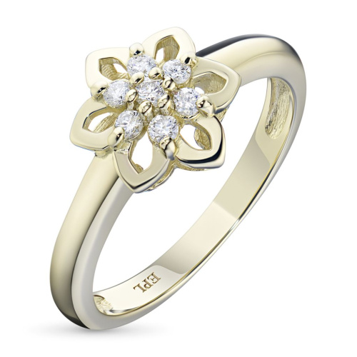 Классическое кольцо из желтого золота с бриллиантами э0301кц10175600