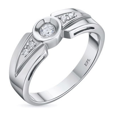 Классическое кольцо из белого золота с бриллиантами э0901кц03081600
