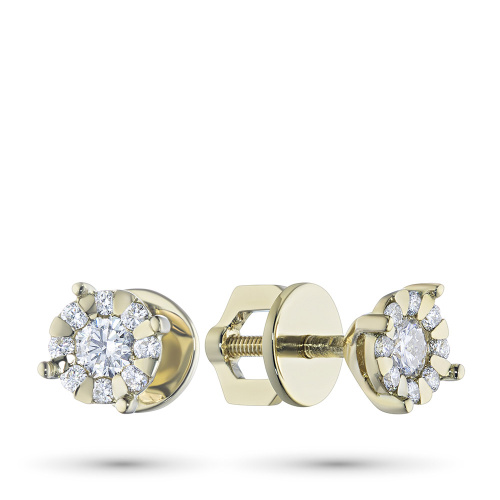 Пусеты из желтого золота с бриллиантами э0301пс10153800