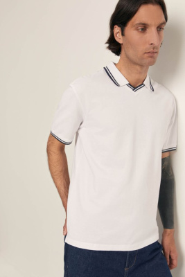 Поло из трикотажа пике с контрастной отделкой