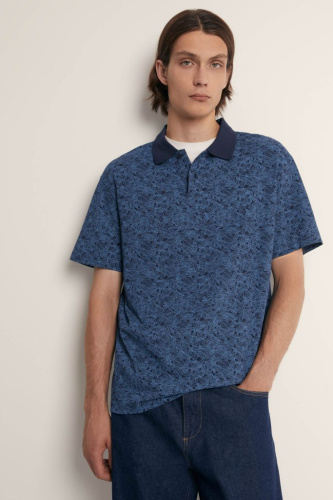 Поло из хлопка с цветочным принтом