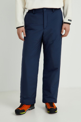 Утепленные брюки широкого кроя с утяжниками по низу