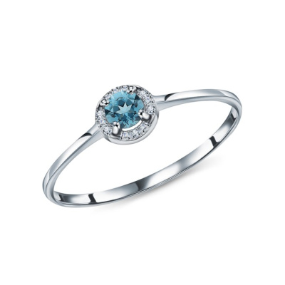 Золотое кольцо с бриллиантами природными и топазами природными