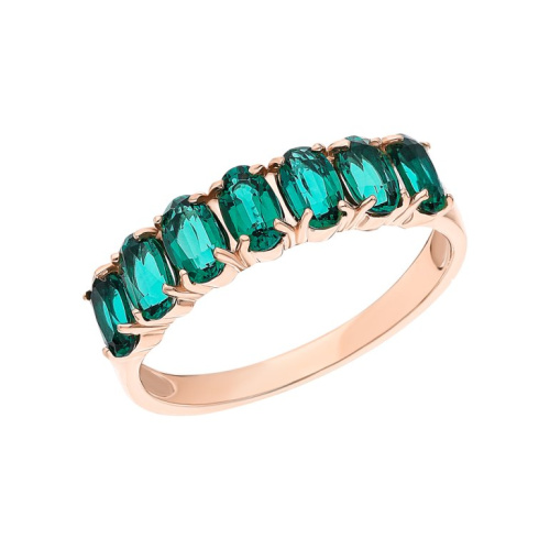 Золотое кольцо с изумрудами выращенными