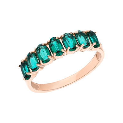 Золотое кольцо с изумрудами выращенными