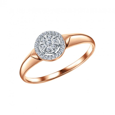 Золотое кольцо с бриллиантами природными