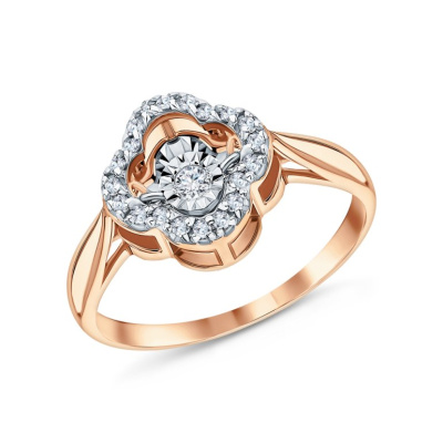 Золотое кольцо с бриллиантами природными