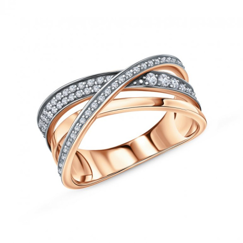 Золотое кольцо с бриллиантами и бриллиантами коньячными природными