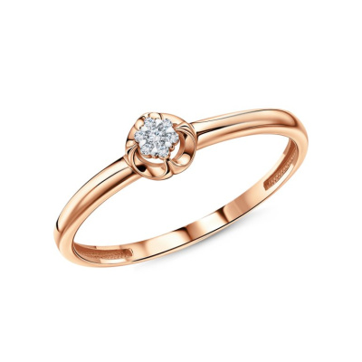 Золотое кольцо с бриллиантами природными