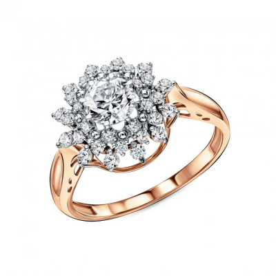 Золотое кольцо с фианитами