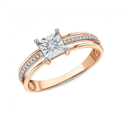 Золотое кольцо с бриллиантами природными