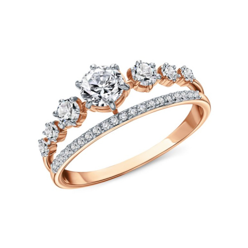 Золотое кольцо с фианитами