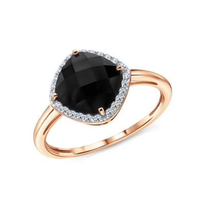 Золотое кольцо с бриллиантами природными и агатами природными