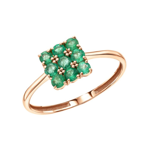 Золотое кольцо с изумрудами природными