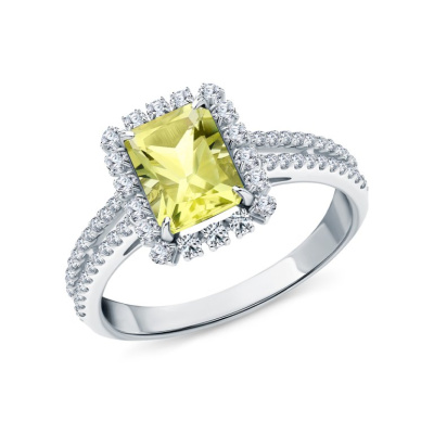 Золотое кольцо с бриллиантами природными, кварцами природными и сапфирами природными