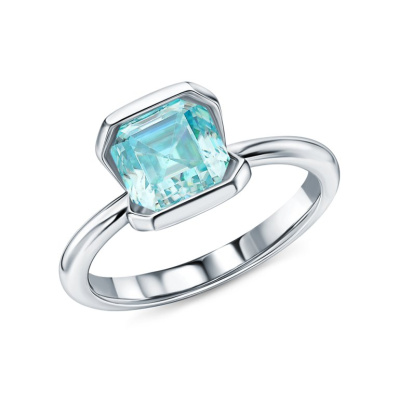 Серебряное кольцо с муассанитом параиба