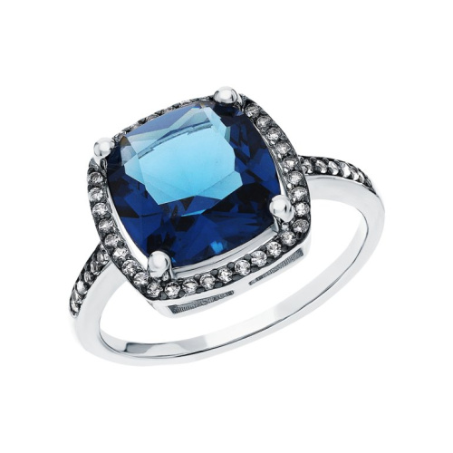 Серебряное кольцо с фианитами и алпанитом