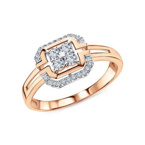 Золотое кольцо с бриллиантами природными