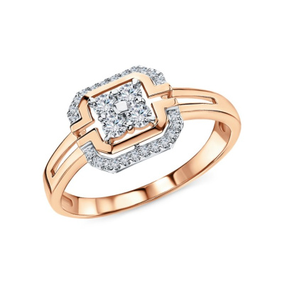 Золотое кольцо с бриллиантами природными