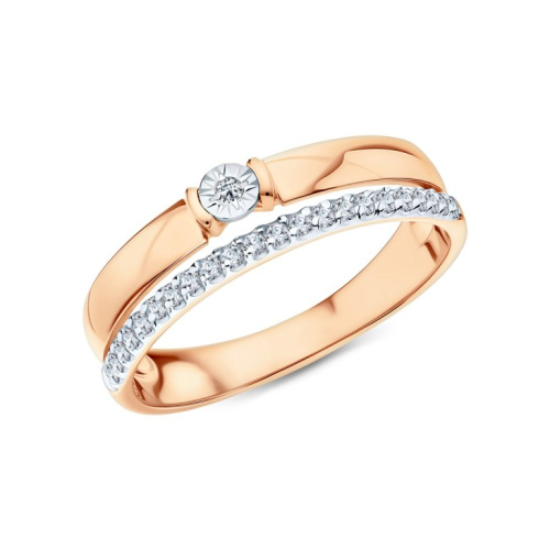 Золотое кольцо с бриллиантами природными