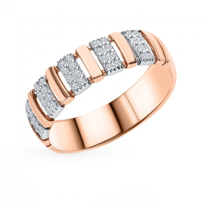 Золотое кольцо с бриллиантами природными