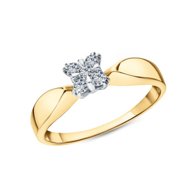 Золотое кольцо с бриллиантами природными