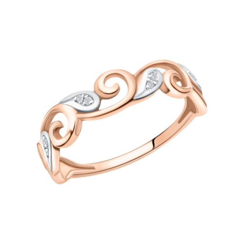 Золотое кольцо с бриллиантами природными