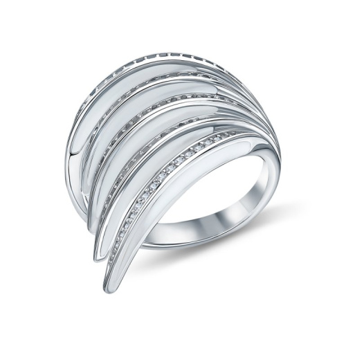 Серебряное кольцо с эмалью и фианитами