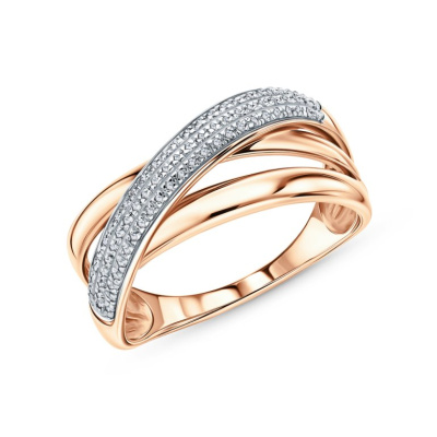 Золотое кольцо с бриллиантами природными