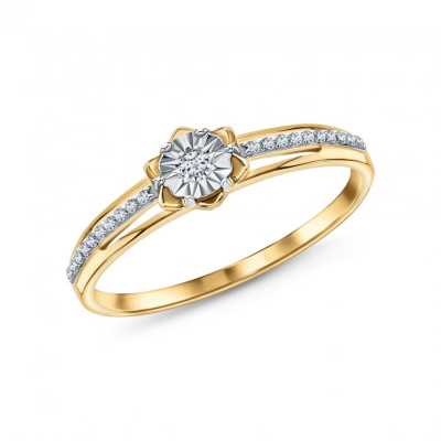 Золотое кольцо с бриллиантами природными