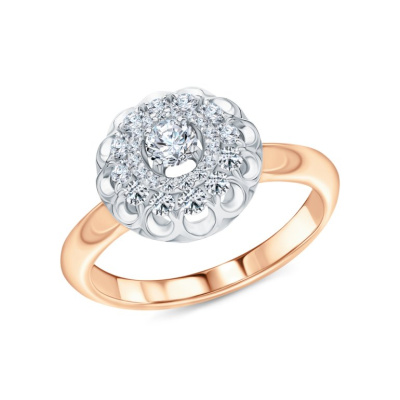 Золотое кольцо с бриллиантами природными