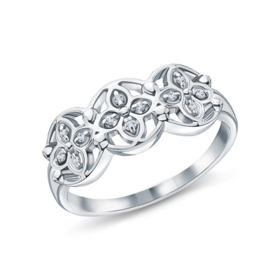 Серебряное кольцо с бриллиантами природными