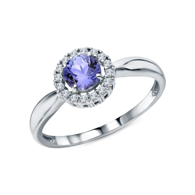 Золотое кольцо с бриллиантами природными и танзанитами природными