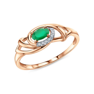 Золотое кольцо с бриллиантами природными и изумрудами природными