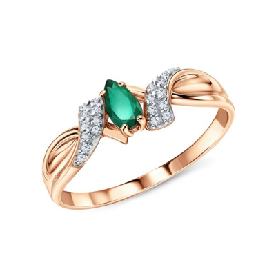 Золотое кольцо с бриллиантами природными и изумрудами природными