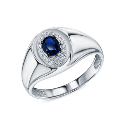 Золотое кольцо с бриллиантами природными и сапфирами природными