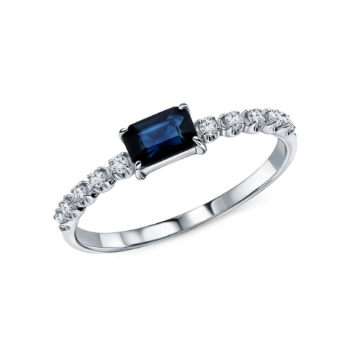 Золотое кольцо с бриллиантами природными и сапфирами природными