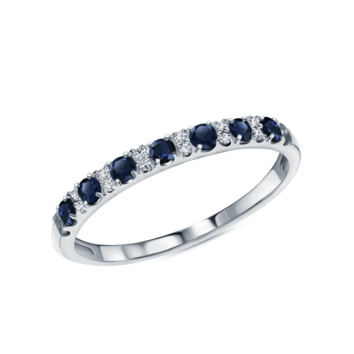 Золотое кольцо с бриллиантами природными и сапфирами природными